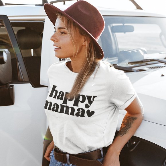 Happy Mama Heart White T-Shirt Graphic Tee - Picture 2 of 5